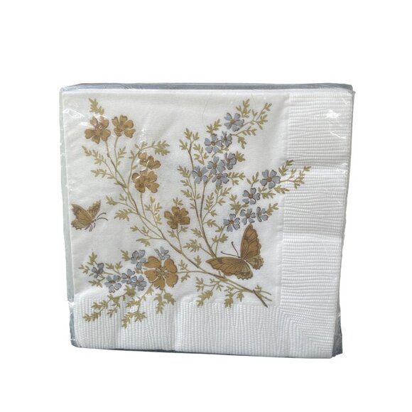 Vintage 15 Rust Craft Brownie Beverage Napkins Floral Butterfly Estate NEW NOS - Picture 1 of 4